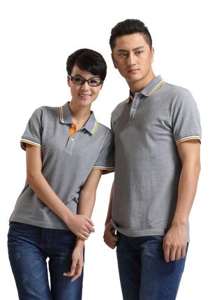 花灰色珠地純棉，男女款式，領(lǐng)袖撞色時(shí)尚款 1