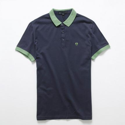寶藍色撞色領(lǐng)袖T恤衫加工制作 免費設(shè)計服務(wù)